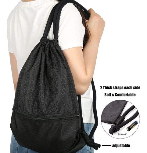Mochila Con Cordón A Prueba De Agua Para Gimnasio Negro L
