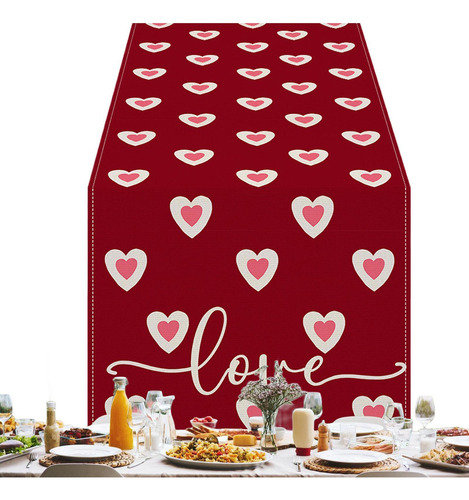 Jy1 Mantel Del Día San Valentín Con Corazón De Amor Mantel