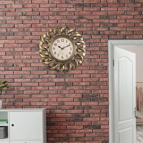Reloj De Pared Retro Decorativo Fácil De Leer Elegante Oro