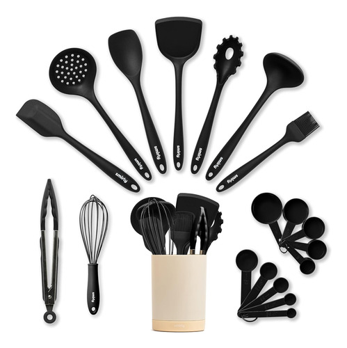 Juego 20 Piezas De Cocina - Mango Silicona, Tabla Plástica