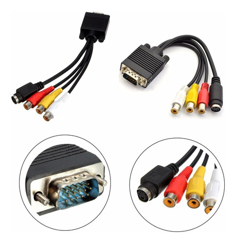 Convertidor Video Adapt Vga A Tv Out S-video Av 3 Rca Hembra