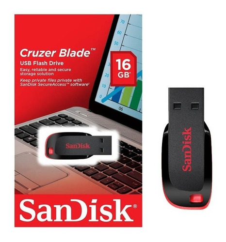 Imagen 3 de 4 de Pendrive 16gb Sandisk Usb Flash Drive Cz50 2.0 Cruzer Blade
