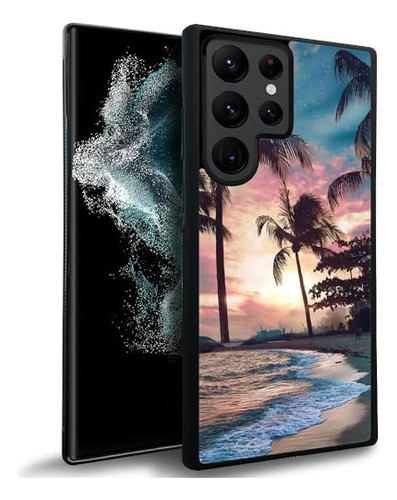 Funda Para Galaxy S24 Ultra Beach Palms Sunset Acabado Suave