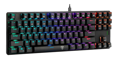 Teclado gamer T-Dagger Bora T-TGK315 QWERTY T-Dagger Blue español color negro con luz RGB
