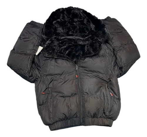 Campera Abrigo Dama Puffer Reversible Con Peluche Y Capucha 