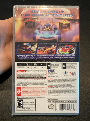 Team Sonic Racing Nintendo Switch Nuevo (Usado)
