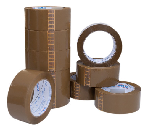 Caixa 10 Rolos Fita Adesiva Marrom 45mm X 100 Mts