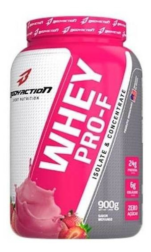 Suplemento em pó Bodyaction  Pro-F Whey proteínas Whey sabor  morango em pote de 900g