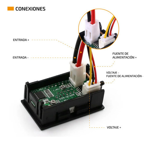 Imagen 2 de 7 de Voltimetro Amperimetro Medidor 99.9v 10a Display Rojo Y Azul