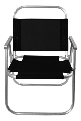   Cadeira De Praia  Alumínio Reforçada Até 150kg Cor Preto