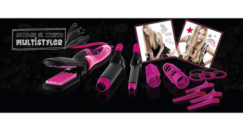 Imagen 9 de 10 de Planchita de pelo GA.MA Italy Multistyler Too Chic rosa y negra 110V/240V