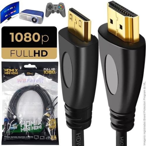 Cabo Mini Hdmi Para Hdmi 2.0 Adaptador 19 Pinos 4k 2 Metros