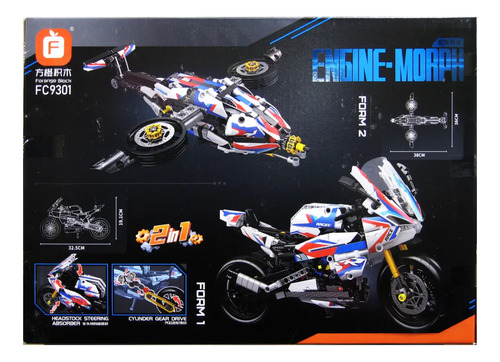 Bloques Para Armar Moto Robot 2 En 1 - Forange Block 521 Bmw