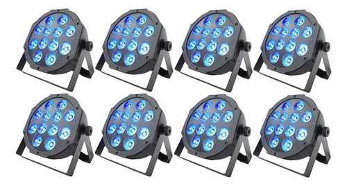 Kit 8 Canhão Refletor 12x12w Rgbw Par Led Slim Quadriled Dj