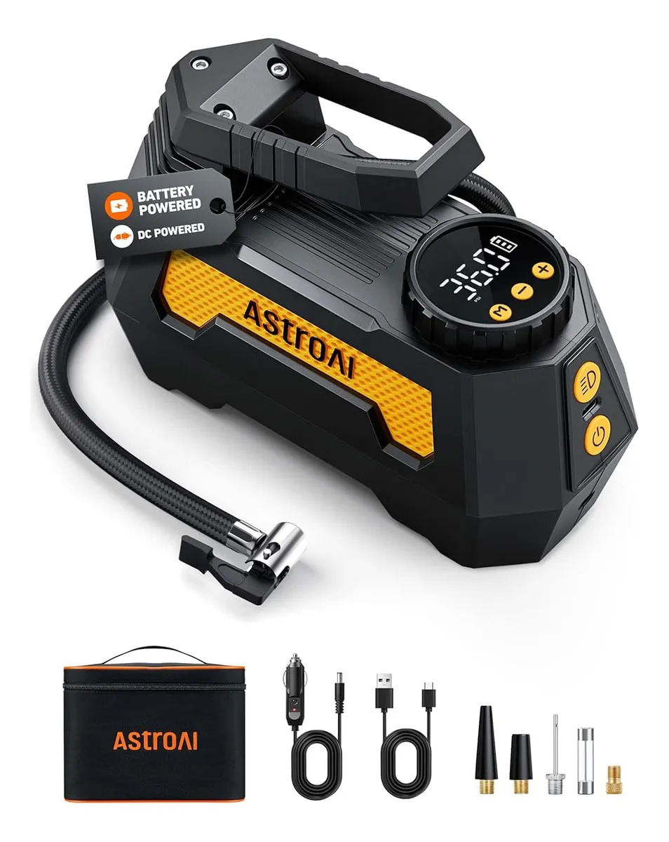 Compresor de Aire Portátil AstroAI con Pantalla Digital y Apagado Automático