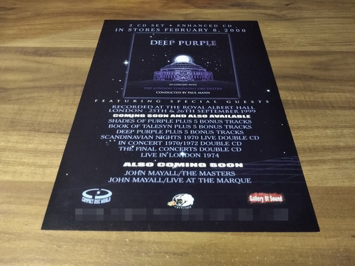 (pd258) Publicidad Clipping Deep Purple * In Concert * 2000