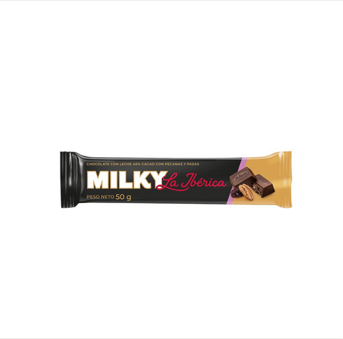 Pack X10 Barra de Chocolate Milky Pecanas Y Pasas 50g La Iberica