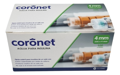 Agujas Insulina Ultra Fina P/ Lapicera 32g X4mm X 100