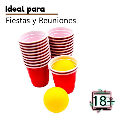 5 Mini Beerpong Shot Sport 100 Vasos Y 10 Pelotas De Pinpong