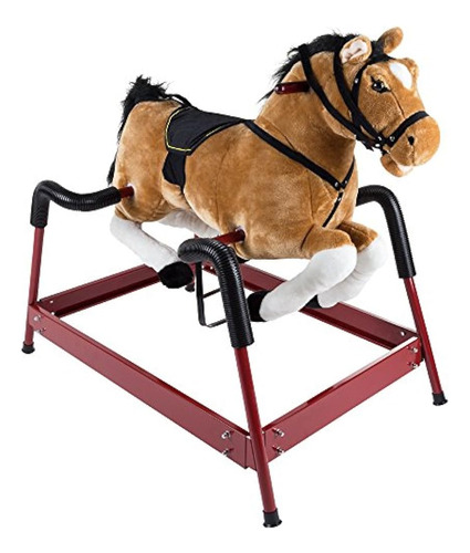 Spring Rocking Horse Plush Ride En Toy Con Estribos Y Sonido