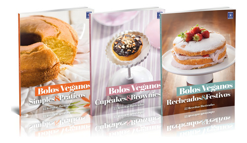 Coleção Bolos Veganos (3 livros), de Editora Europa. Editorial Editora Europa Ltda., capa mole em português, 2022