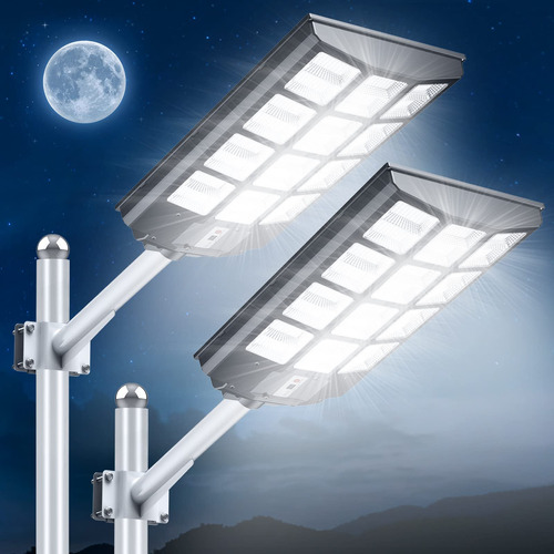 Paquete De 2 Luces Solares De Calle De 1200 W Para Exteriore