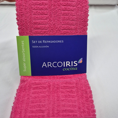 Pack X 2 Repasadores Arcoiris 100% Alg 44x70cm Maku Fucsia