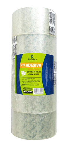 Fita Adesiva Transparente Embalar Caixa 45x40m Pc C/ 5 Rl