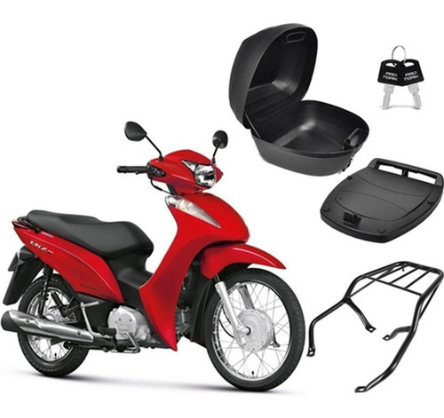 Imagem 1 de 5 de Bau Moto Bauleto 28 Litros + Bagageiro Biz 125 Até 2010