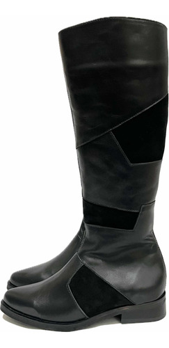 Bota Larga De Cuero Marca Exotica N*35 Negro