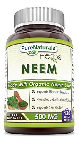 Pure Naturals Neem 500 Mg, 120 Capsulas Vegetales, Apoya Las