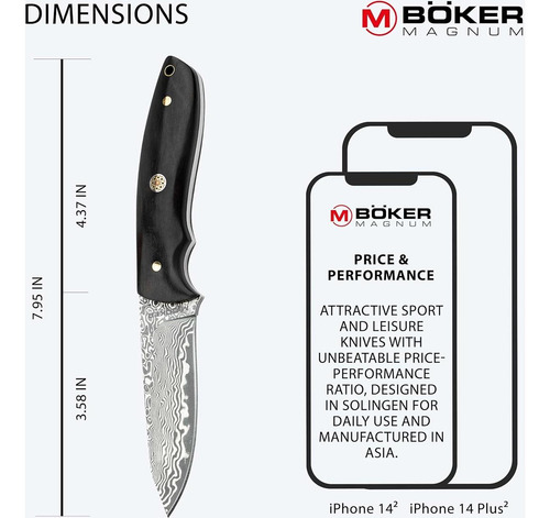 Cuchillo De Caza Boker Magnum Vernery Damasco 9.1 Cm Con