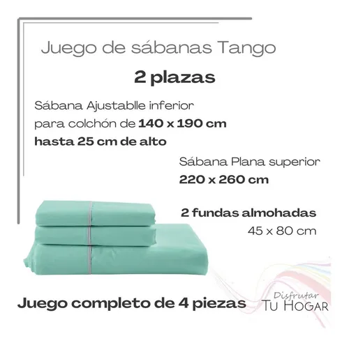 Juego Sabanas 2 Plazas Tango 2 Almohadas 50x70 Cm Oregon