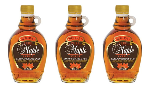 3 Xaropes Bordo Maple Syrup 100% Grade A Pure Panqueca 250ml