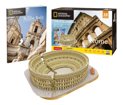 Imagen 1 de 4 de Puzzle 3d Coliseo Romano Original Natgeo Con Revista