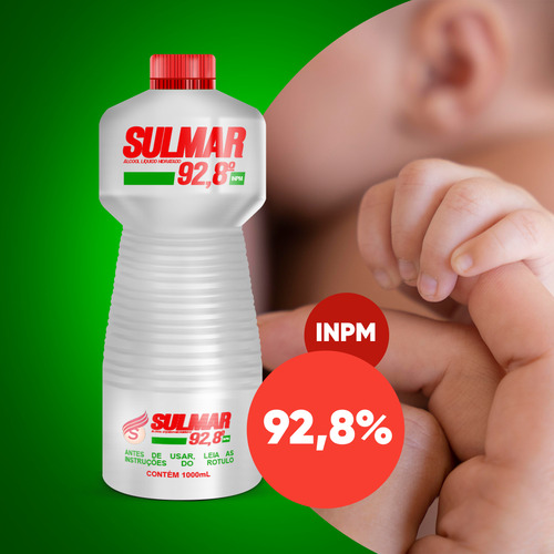 Kit 5 Álcool Antisséptico Líquido 92,8° Inpm 1 Litro Sulmar