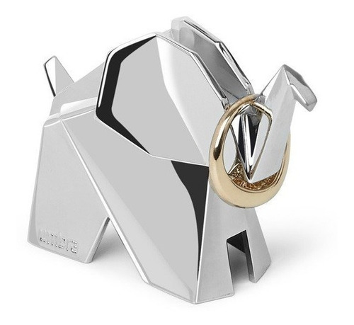 Elefante Origami - Porta Anéis Umbra Cromado