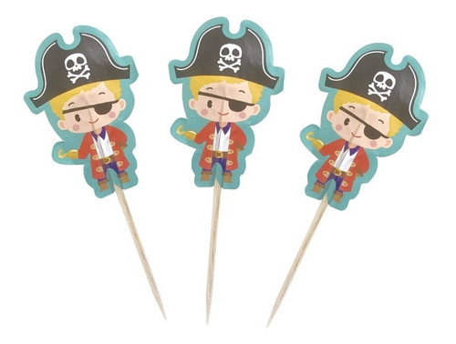 Pinche Cupcake Copetin Pirata X20 Uni Decoracion Cumpleaños