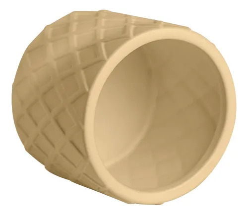 Maceta Cerámica De Rombos Beige 12 X 10,5 Cm Beige