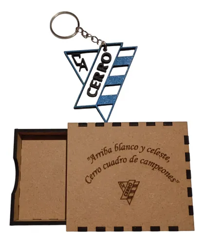 Llavero En Mdf En Capas Con Caja Diseño Fanático Del Fútbol Marrón Claro