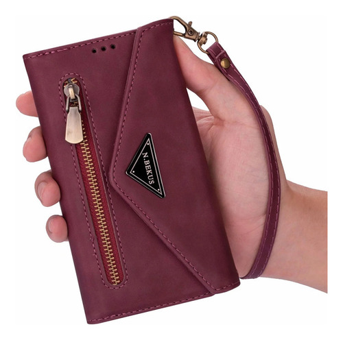 Funda Tipo Cartera Con Cierre De Piel Tipo Bandolera For