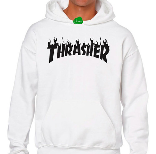 Buzo Canguro Hoodie Blanco - Thrasher 02