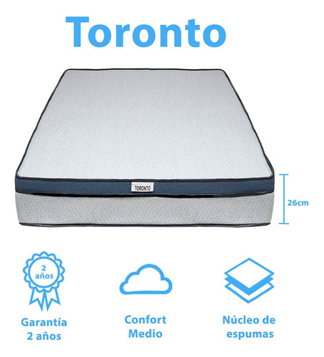 Colchón En Caja King Size Dormimundo Toronto Medio 26cm Gris