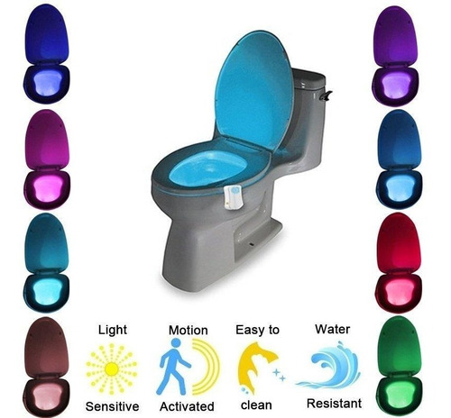 Luz Led Inodoro Para Baño Con Sensor Movimiento En 8 Colores