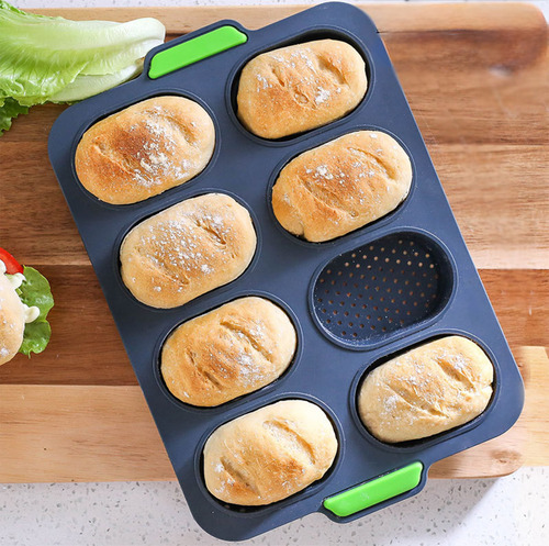 Moldes De Silicone Para Bolos, Pão Francês Oval, 8 Compartim