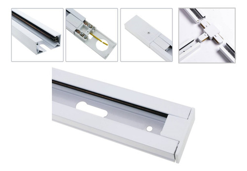 Lámpara Tipo Riel En T 3x50 Cm + 3 Focos Riel Led 10w 220v