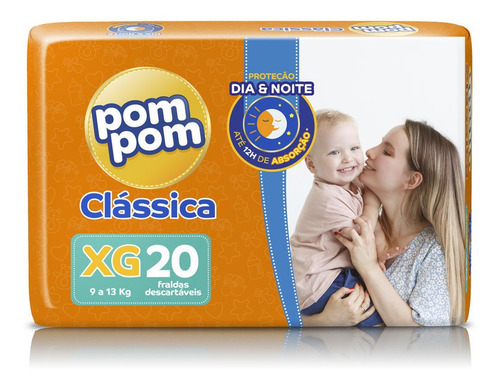 Imagem 2 de 2 de Kit Fralda Pom Pom Classica Jumbo Xg 160un