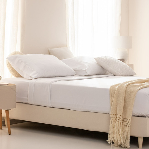 Sábanas Super King Arredo Algodón Peinado Lisas Color Blanco Diseño de la tela Liso