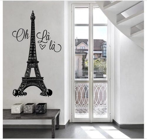 Vinil Decorativo Para Pared *torre Eiffel Oh La La* 130x60cm