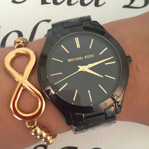 Relógio Michael Kors Mk3221 Slim Runway Preto Original Cor Da Correia $$$ Cor Do Bisel Não Cor Do Fundo
